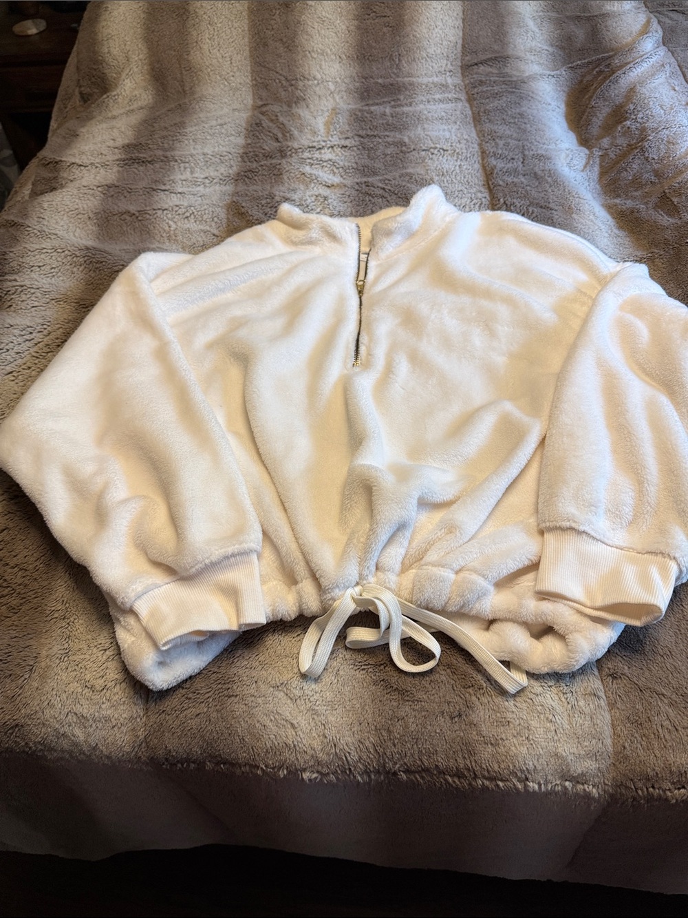 Old Navy White Plush Full-Zip Sherpa Pullover